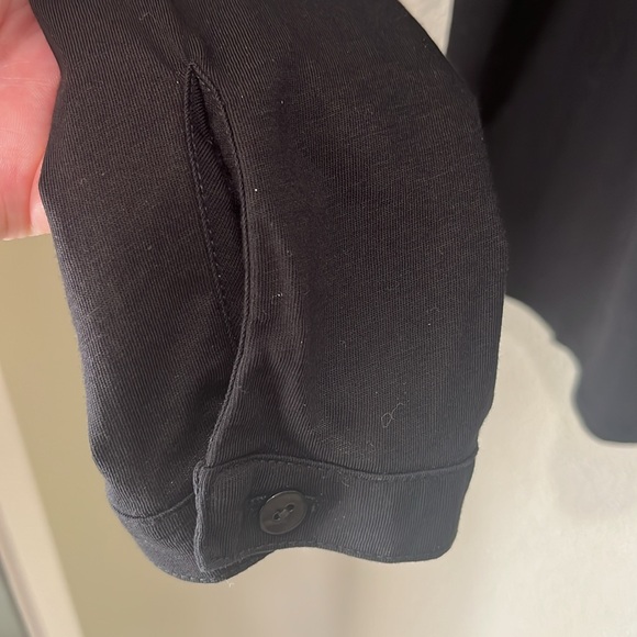 Eileen Fisher Black Blouse Button Down Collared 100% Organic Cotton Sz L - Picture 4 of 6